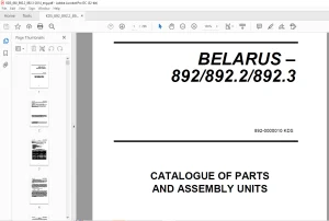 Belarus 892 892.2 892.3 Tractor Parts Catalogue & Assembly Manual - PDF DOWNLOAD