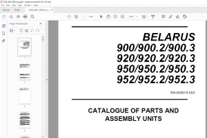 Belarus 900 900.2 900.3 920 920.2 920.3 950 950.2 950.3 952 952.2 952.3 Tractor Parts Catalogue & Assembly Manual - PDF DOWNLOAD