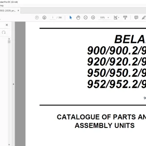 Belarus 900 900.2 900.3 920 920.2 920.3 950 950.2 950.3 952 952.2 952.3 Tractor Parts Catalogue & Assembly Manual - PDF DOWNLOAD