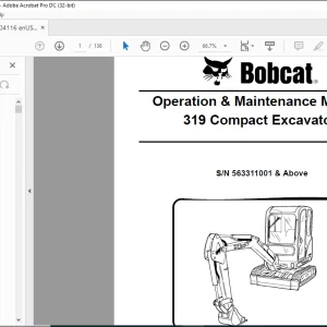 Bobcat 319 Compact Excavator Operation & Maintenance Manual 6904116 - PDF DOWNLOAD
