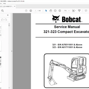 Bobcat 321-323 Compact Excavator Service Manual - PDF DOWNLOAD