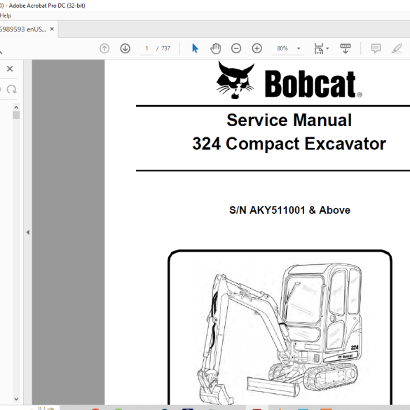 Bobcat 324 Compact Excavator Service Manual - HeyDownloads - Manual ...