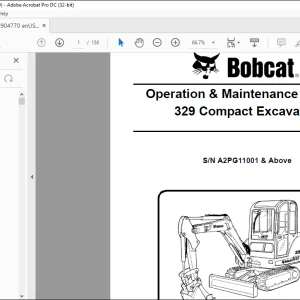 Bobcat 329 Compact Excavator Operation & Maintenance Manual 6904770 -  PDF DOWNLOAD