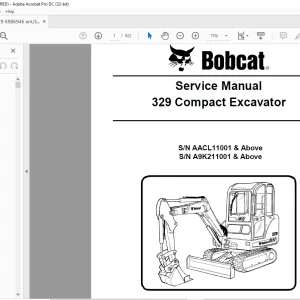 Bobcat 329 Compact Excavator Service Manual 6986946 (12-14)  - PDF DOWNLOAD