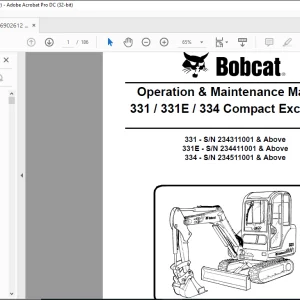 Bobcat 331 331E 334 Compact Excavator Operation & Maintenance Manual 6902612 - PDF DOWNLOAD