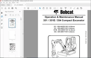 Bobcat 331 331E 334 Compact Excavator Operation & Maintenance Manual 6986942 - PDF DOWNLOAD