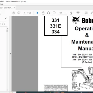 Bobcat 331 331E 334 Operation & Maintenance Manual 6901957  - PDF DOWNLOAD