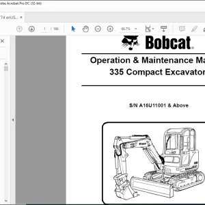 Bobcat 335 Compact Excavator Operation & Maintenance Manual 6904774  - PDF DOWNLOAD