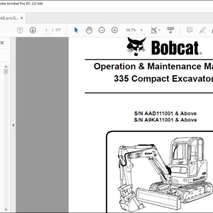 Bobcat 335 Compact Excavator Operation & Maintenance Manual 6986948 -  PDF DOWNLOAD