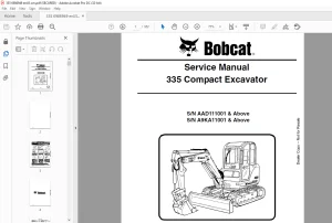 Bobcat 335 Compact Excavator Service Manual 6986949 (5-10)  -  PDF DOWNLOAD
