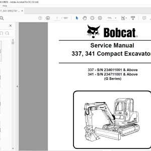 Bobcat 337, 341 Compact Excavator Service Manual 6902741 (10-11) - PDF DOWNLOAD