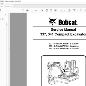 Bobcat 337, 341 Compact Excavator Service Manual 6986746 (10-11) - PDF DOWNLOAD