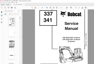 Bobcat 337 341 Excavator Service Manual 6901080 (6-12) - PDF DOWNLOAD