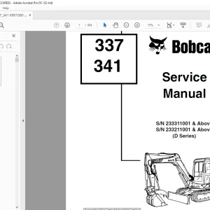 Bobcat 337 341 Excavator Service Manual 6901080 (6-12) - PDF DOWNLOAD