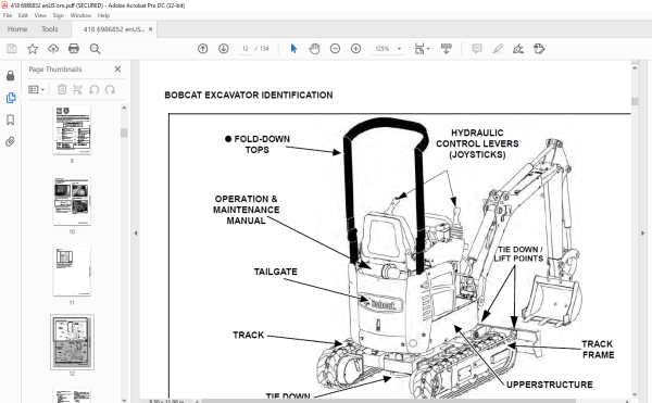 Bobcat 418 Compact Excavator Operation & Maintenance Manual 6986852 (04 ...