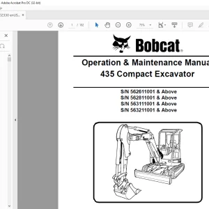 Bobcat 435 Compact Excavator Operation & Maintenance Manual 6902330 (8-06)  - PDF DOWNLOAD