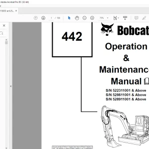 Bobcat 442 Compact Excavator Operation & Maintenance Manual - PDF DOWNLOAD