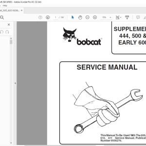 Bobcat 444, 500 & EARLY 600 (Supplement) Service Manual 6556520 (6-12) - PDF DOWNLOAD