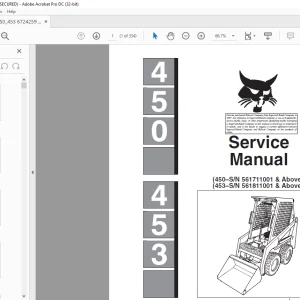 Bobcat 450 453 Loader Service Manual 6724259 (6-12) - PDF DOWNLOAD