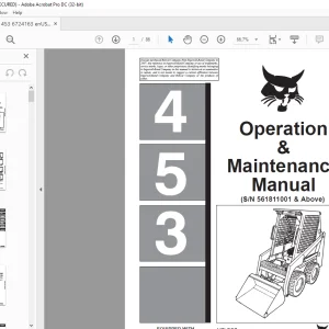 Bobcat 453 Loader Operation & Maintenance Manual SN 561811001 & Above - PDF DOWNLOAD