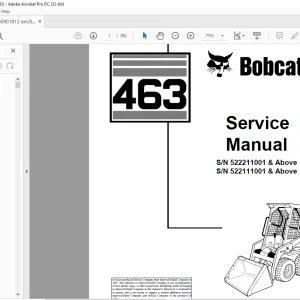 Bobcat 463 Loader Service Manual 6901812 (10-12) - PDF DOWNLOAD