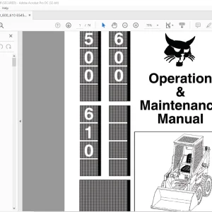 Bobcat 500 600 610 Loader Loader Operation & Maintenance Manual 6545596 - PDF DOWNLOAD