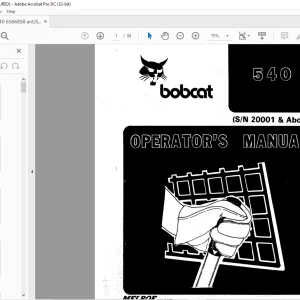 Bobcat 540 Loader Operator's Manual SN 20001 & Above - PDF DOWNLOAD