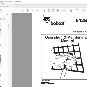 Bobcat 542B Loader Operation & Maintenance Manual SN 12001 & Above - PDF DOWNLOAD