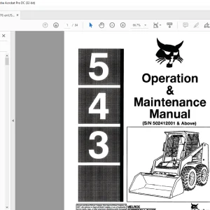 Bobcat 543 Loader Operation & Maintenance Manual SN 502412001 & Above - PDF DOWNLOAD