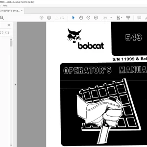 Bobcat 543 Loader Operator's Manual SN 11999 & Below - PDF DOWNLOAD