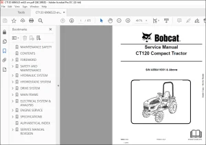 Bobcat CT120 Compact Tractor Service Manual SNA59A11001 & Above - PDF DOWNLOAD