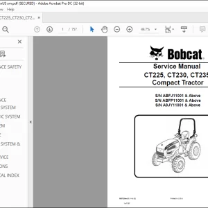 Bobcat CT225, CT230, CT235 Compact Tractor Service Manual 6987029(1-14) -  PDF DOWNLOAD