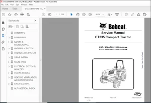 Bobcat CT335 Compact Tractor Service Manual 6987078(1-14)  - PDF DDOWNLOAD