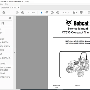 Bobcat CT335 Compact Tractor Service Manual 6987078(1-14)  - PDF DDOWNLOAD