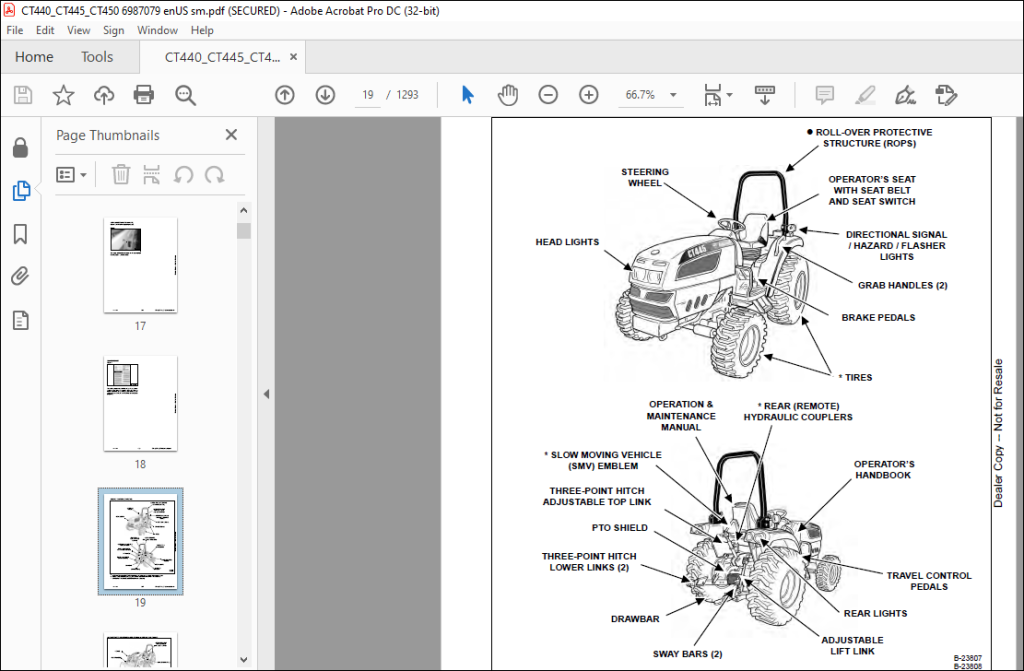 Bobcat CT440, CT445, CT450 Compact Tractor Service Manual 6987079(1-14