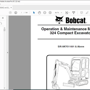 Bobcat Compact Excavator 324 Operation & Maintenance Manual 6989592  - PDF DOWNLOAD