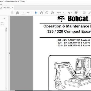 Bobcat Compact Excavator 325 328 Operation & Maintenance Manual 6986939 - PDF DOWNLOAD