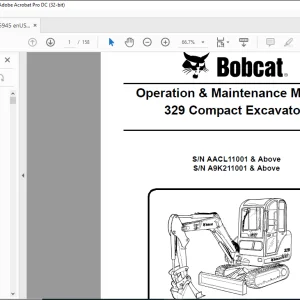 Bobcat  Compact Excavator 329 Operation & Maintenance Manual 6986945 - PDF DOWNLOAD