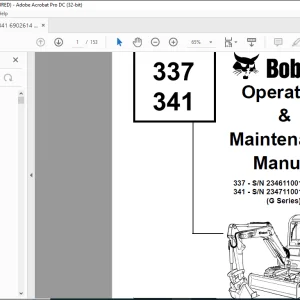 Bobcat Compact Excavator 337, 341 Operation & Maintenance Manual 6902614 -  PDF DOWNLOAD