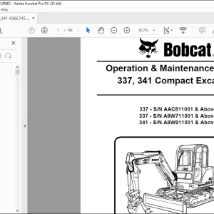 Bobcat Compact Excavator 337, 341 Operation & Maintenance Manual 6986745 - PDF DOWNLOAD