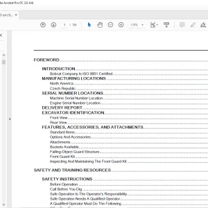 Bobcat Compact Excavator E19 Operation & Maintenance Manual 7255190 - PDF DOWNLOAD