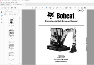 Bobcat Compact Excavator E27z Operation & Maintenance Manual 7349962(12-20) - PDF DOWNLOAD