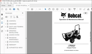 Bobcat Compact Tractor CT1025 Operation & Maintenance Manual 7412976(10-20) -  PDF DOWNLOAD