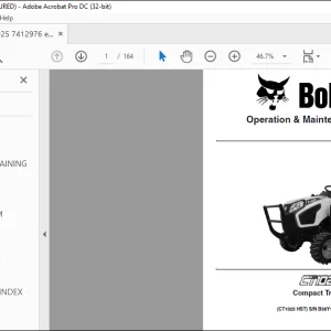 Bobcat Compact Tractor CT1025 Operation & Maintenance Manual 7412976(10-20) -  PDF DOWNLOAD