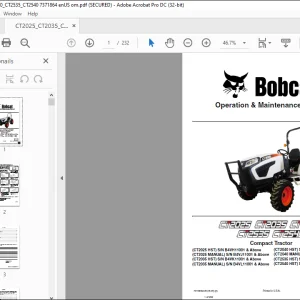 Bobcat Compact Tractor CT2025 CT2035 CT2040 CT2535 CT2540 Operation & Maintenance Manual 7371864 (05-20) - PDF DOWNLOAD