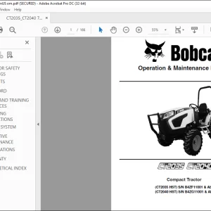 Bobcat Compact Tractor CT2035 CT2040 Operation & Maintenance Manual 7398895(12-20)  - PDF DOWNLOAD