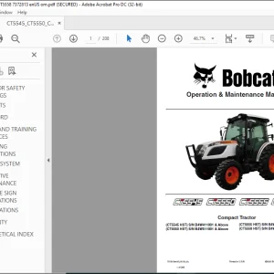 Bobcat Compact Tractor CT5545 CT5550 CT5555 CT5558 Operation & Maintenance Manual 7372813 (05-20) -  PDF DOWNLOAD