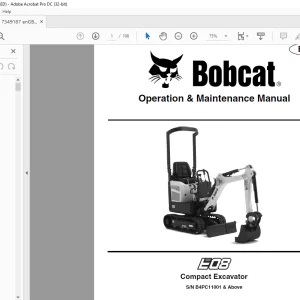 Bobcat E08 Compact Excavator Operation & Maintenance Manual 7349187 (12-20) -  PDF DOWNLOAD