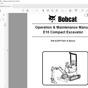 Bobcat E10 Compact Excavator Operation & Maintenance Manual 6986787 (04-15) -  PDF DOWNLOAD