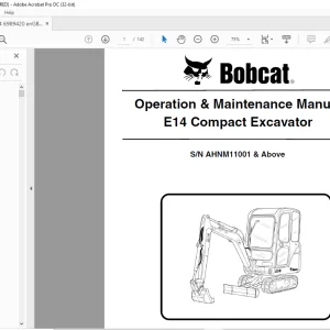 Bobcat E14 Compact Excavator Operation & Maintenance Manual SN AHNM11001 & Above -  PDF DOWNLOAD